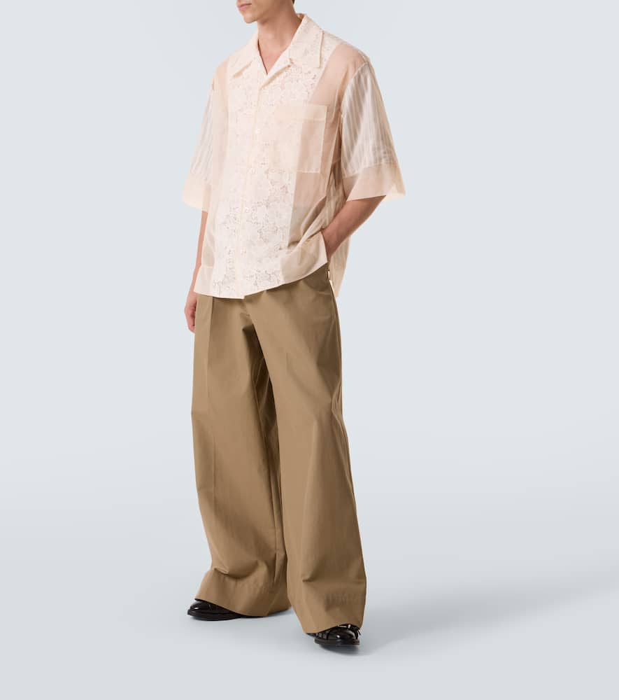 Patchwork lace bowling shirt