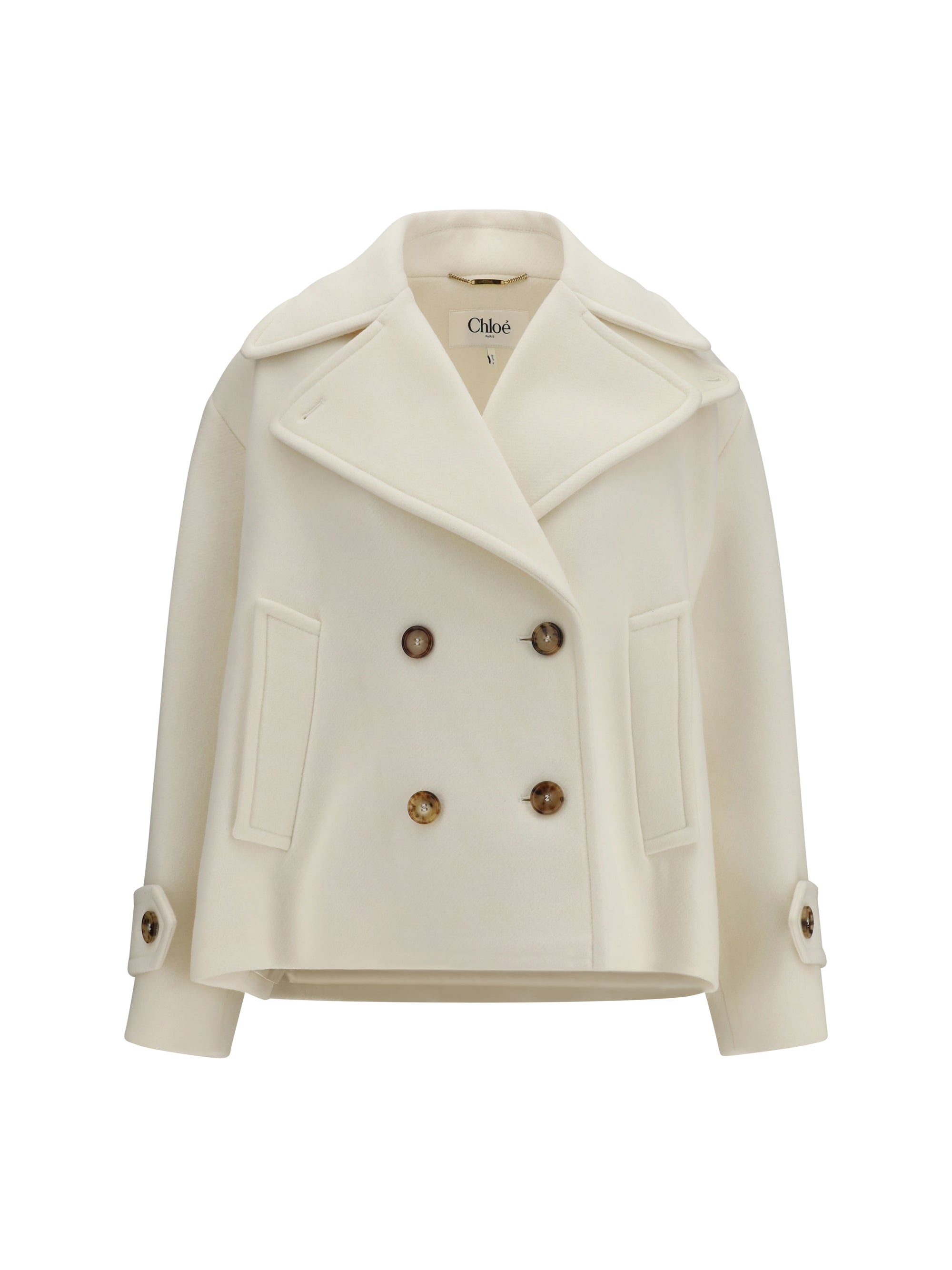 Double-Breasted Wool Coat — White