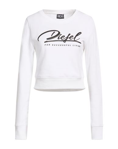 Woman Sweatshirt White Size L Cotton, Elastane