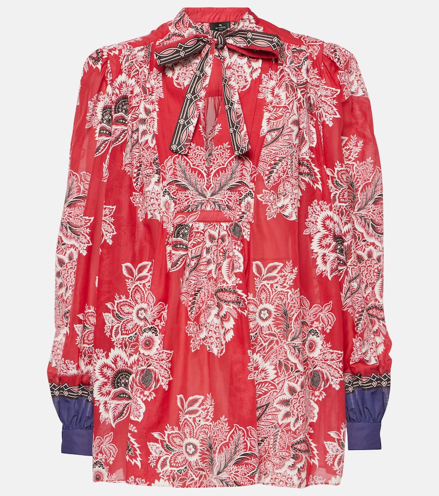 Printed cotton and silk blouse