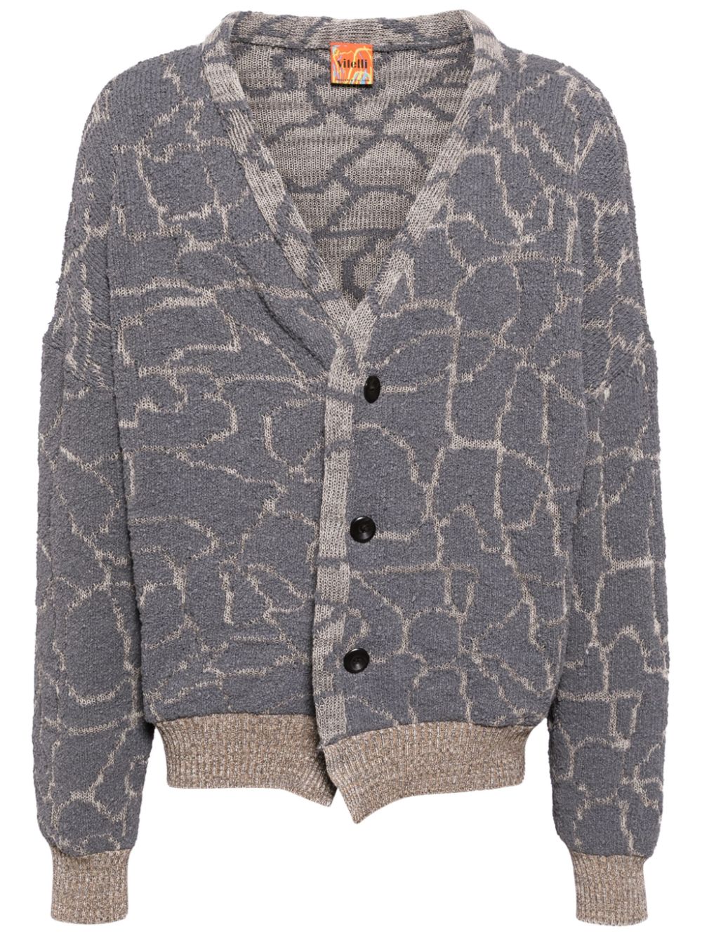 Reversible jacquard cardigan - Grey