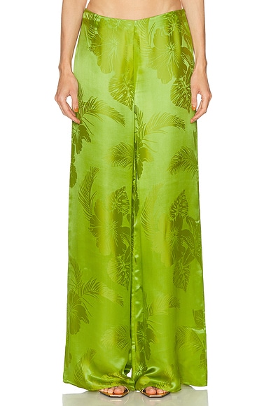 Retrofete Antoinette Pant in Kiwi Tropical Jacquard - Green. M also in