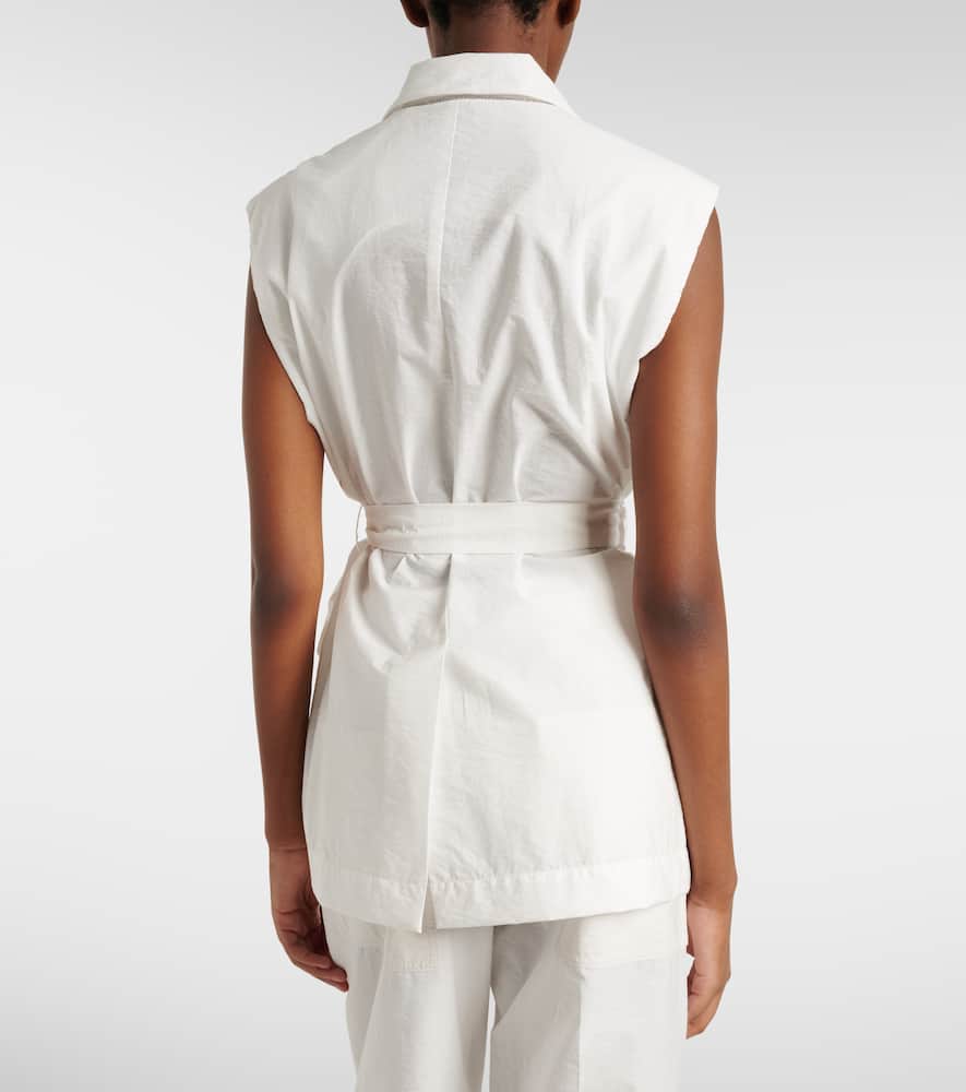 Belted cotton-blend vest