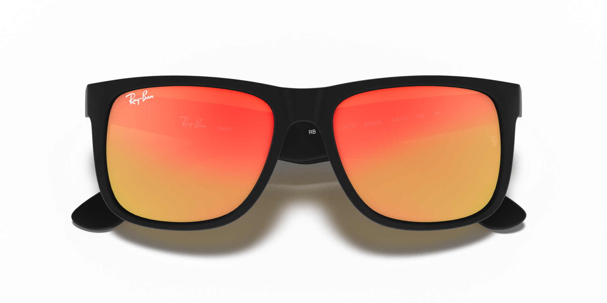 Ray - Ban Man Ray - Ban RB4165 JUSTIN 622/6Q Sunglasses Injected Black Red Squared Norma