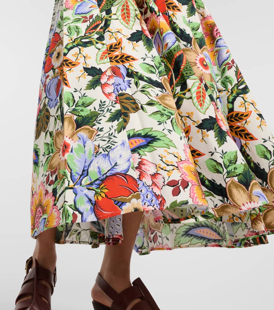Floral cotton midi shirt dress