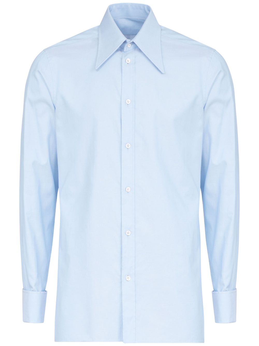 Oversized-collar cotton shirt - Blue