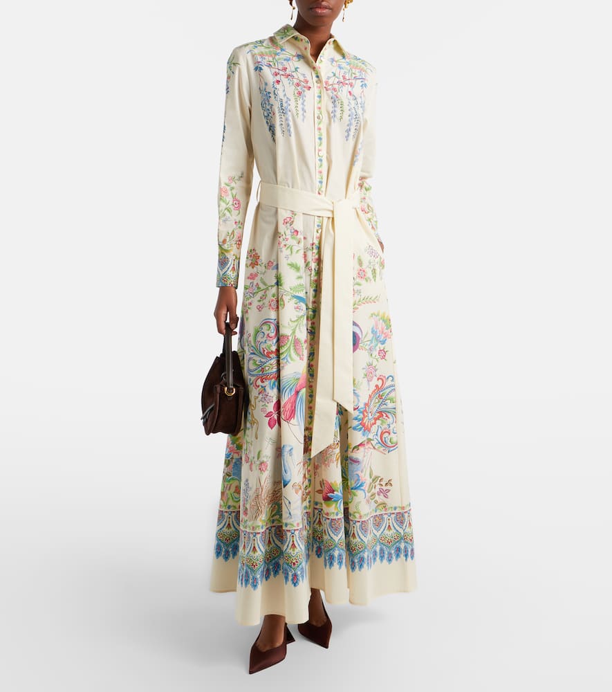 Belted printed cotton shirt dress