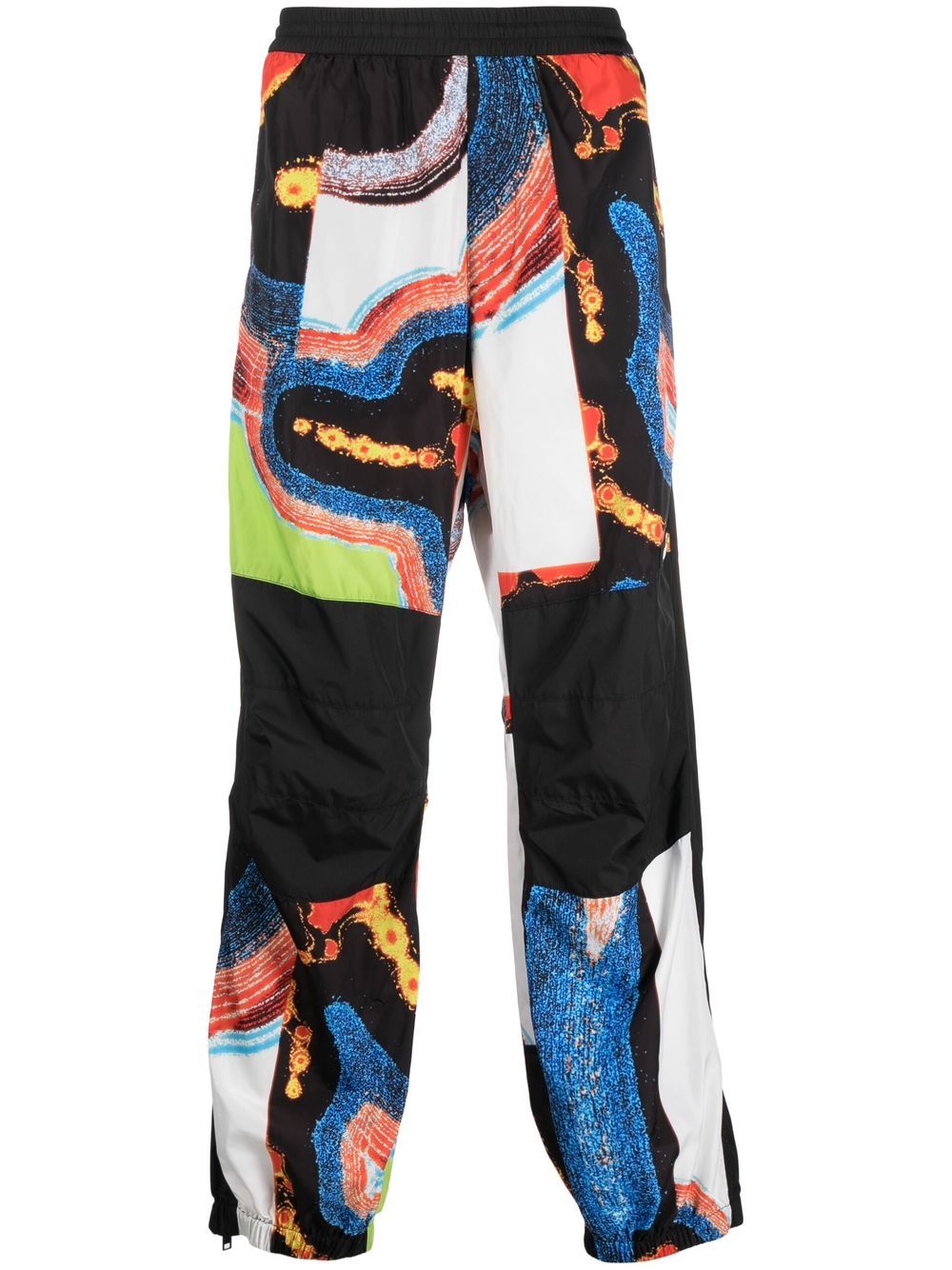 Abstract-pattern paneled track pants - Black