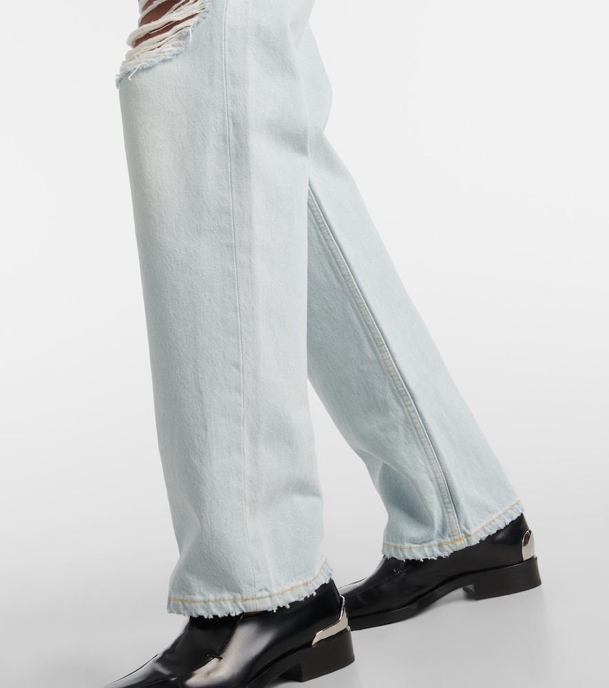 Loose Long distressed straight jeans