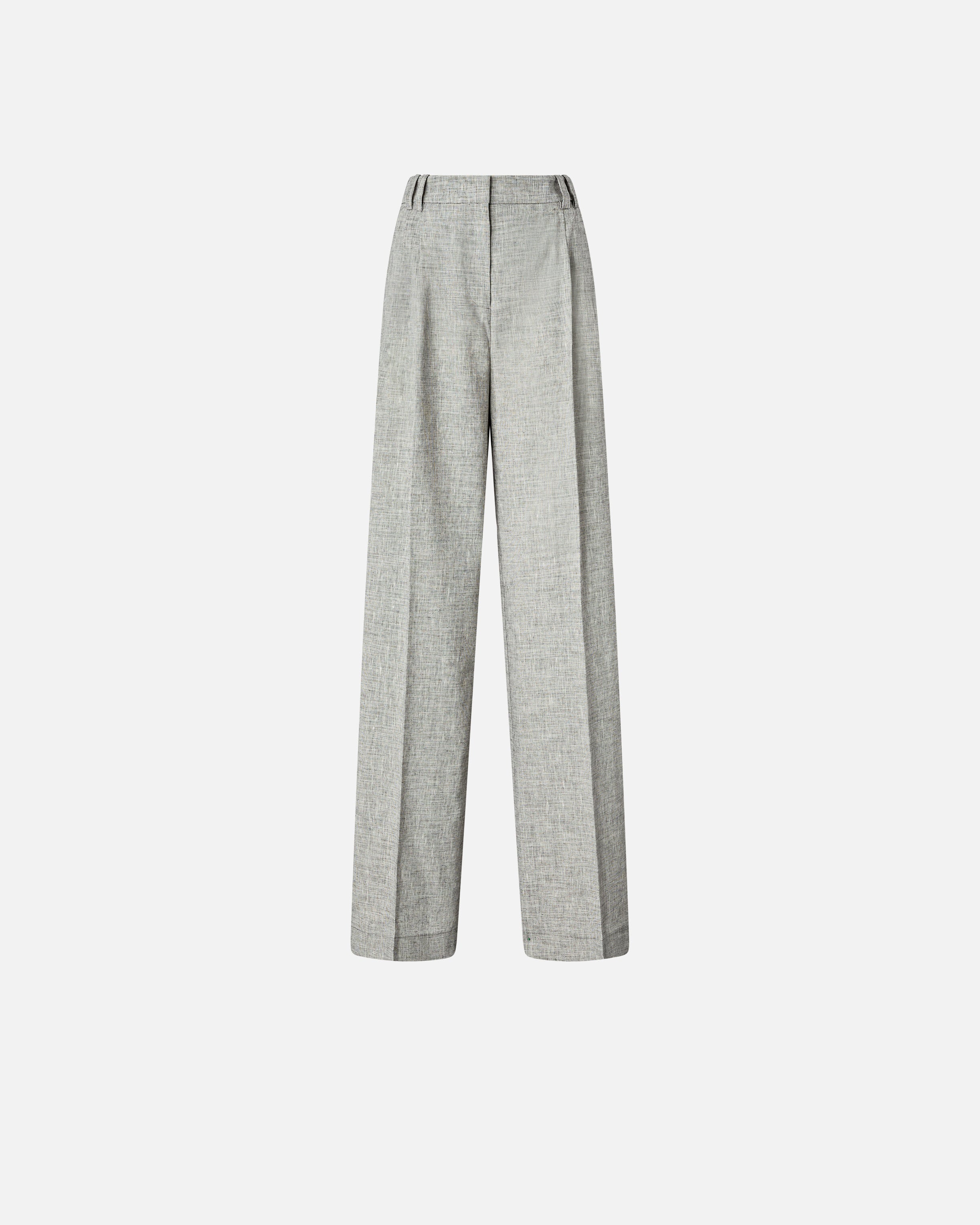 Slub trousers with pressed pleat detail - 44