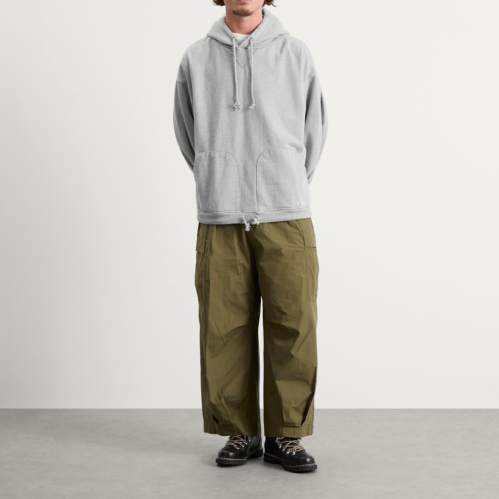 Men's Double Valley Tuck Sweat Hoodie Melange Grey