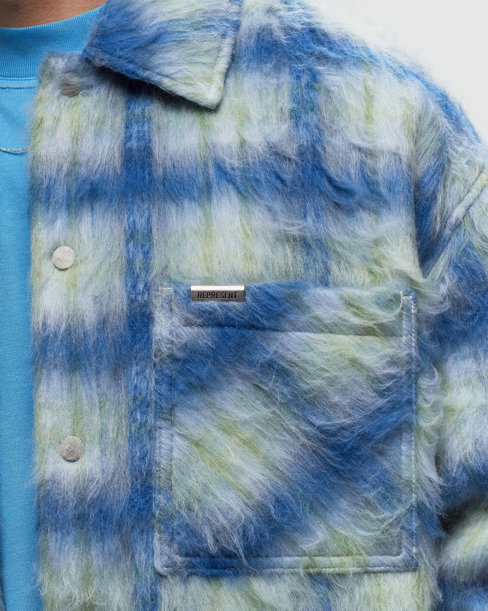 TEXTURED OVERSHIRT blue male Overshirts now available at BSTN