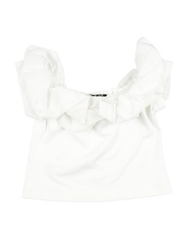 Girl Kid Girl Top White Size 11 Cotton, Elastane, Acrylic, Polyester