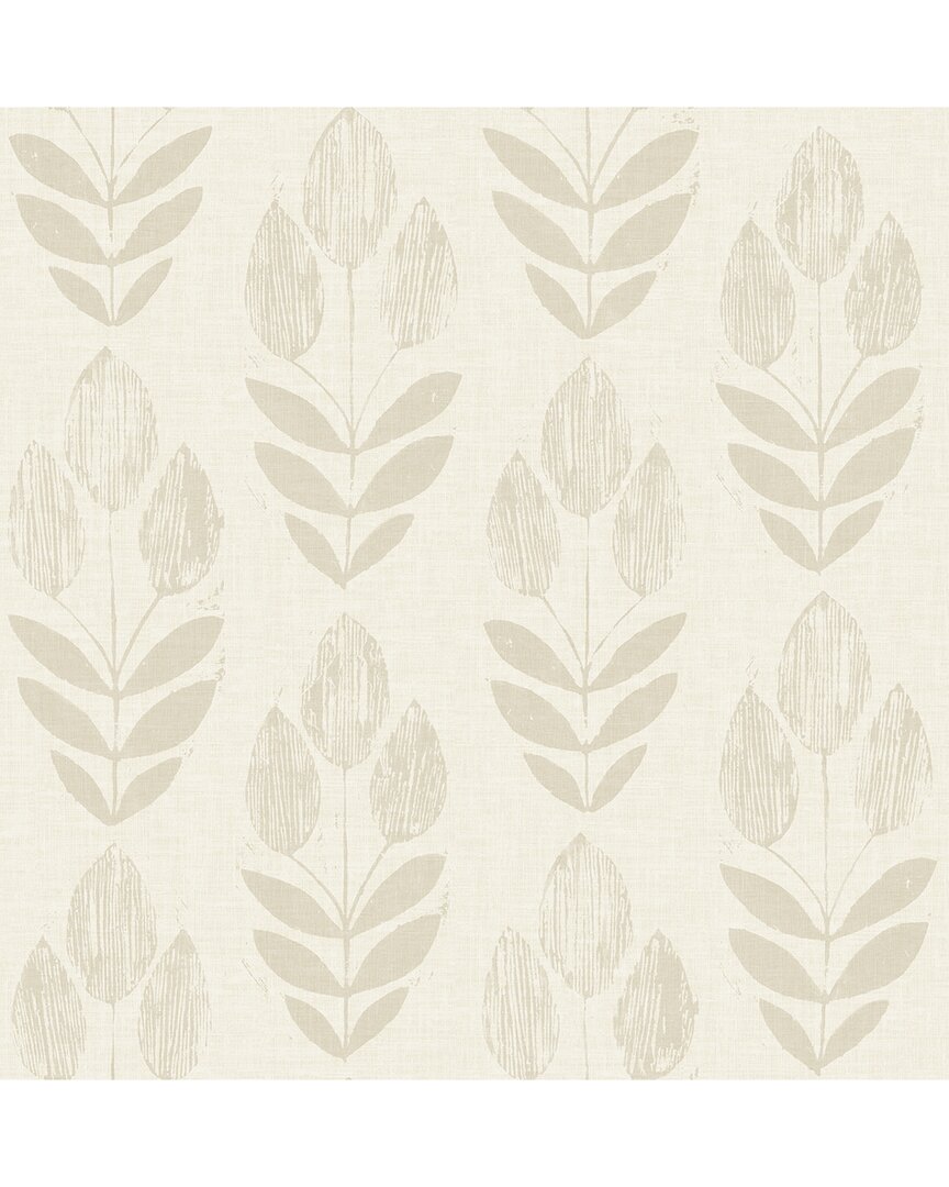 NuWallpaper Cream Folk Tulip Peel & Stick Wallpaper