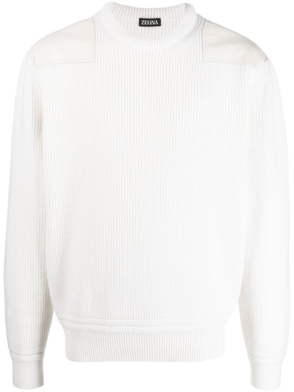 Ribbed crew-neck sweatshirt - Neutrals