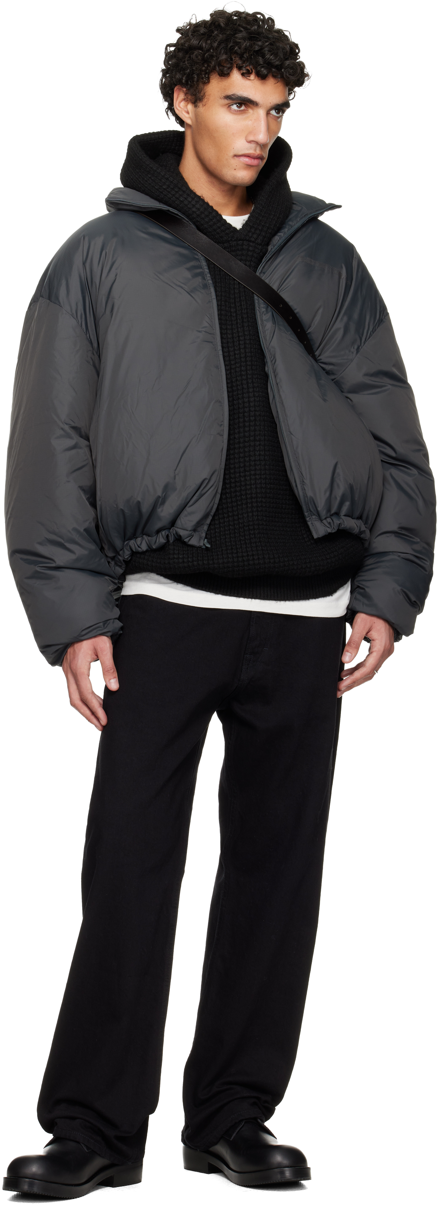 Gray Holiday Ripstop Nylon Puffer Down Jacket