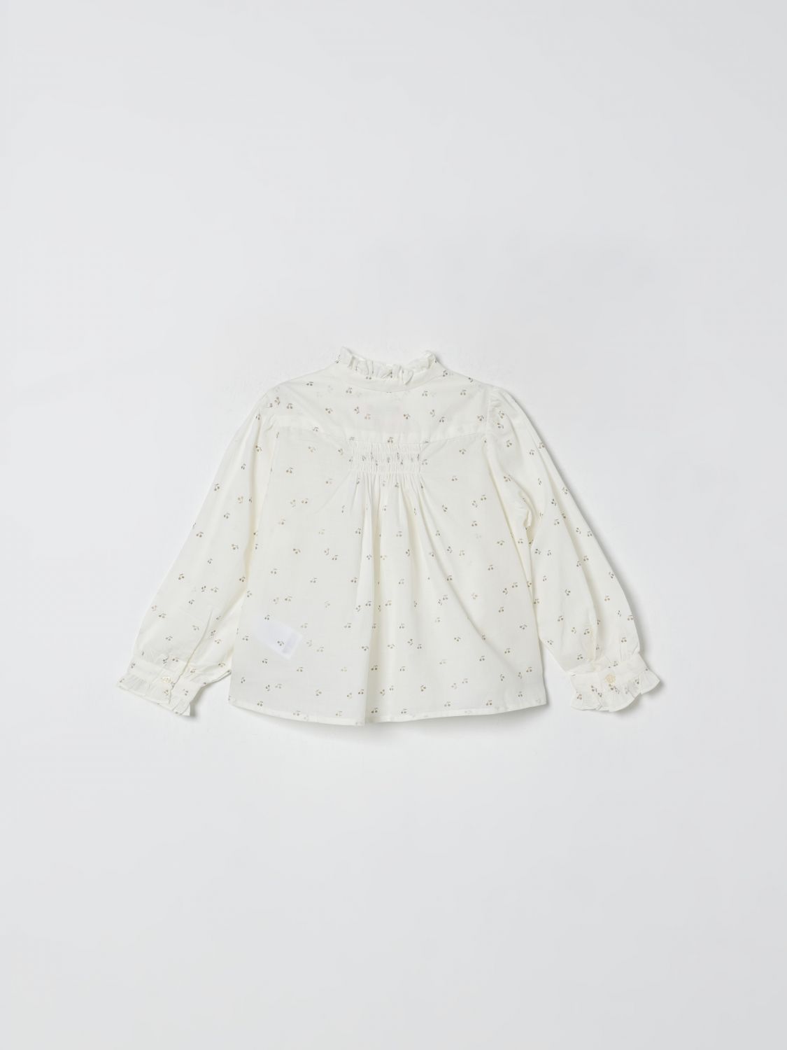 Ruffled cherry-patterned blouse - Neutrals