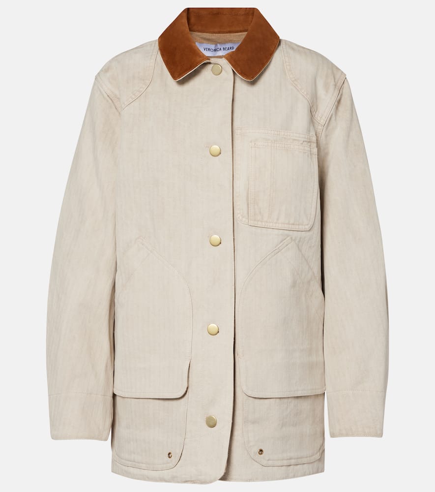 Abbas suede-trimmed cotton field jacket