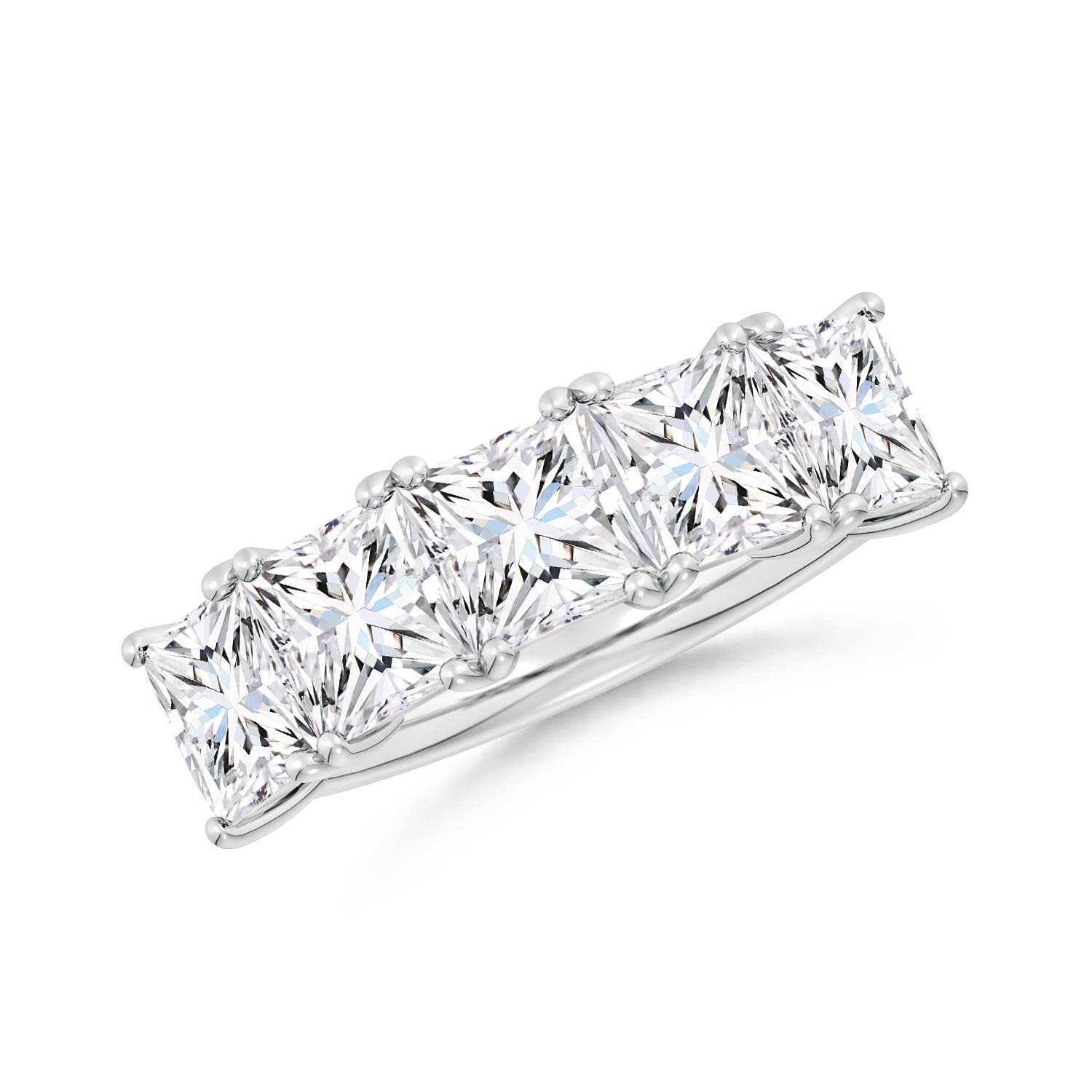 Angara 5.25 CTW Lab-Grown Princess-Cut Diamond Five Stone Classic Anniversary Ring in Silver