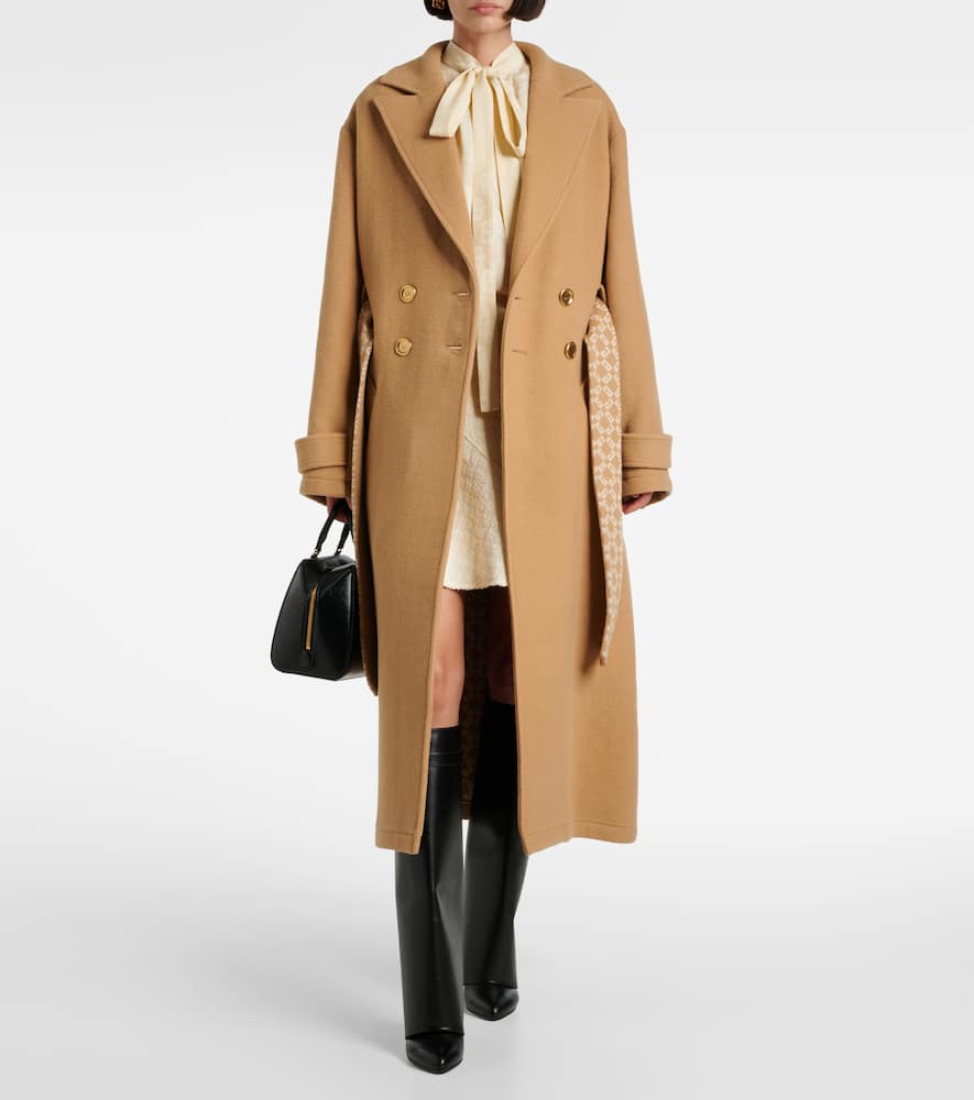 Wool and silk wrap coat