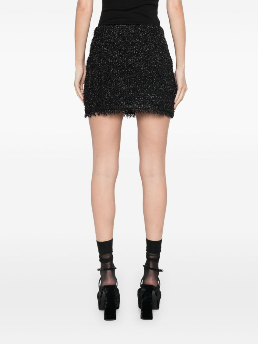 Black Viscose Blend Mini Skirt
