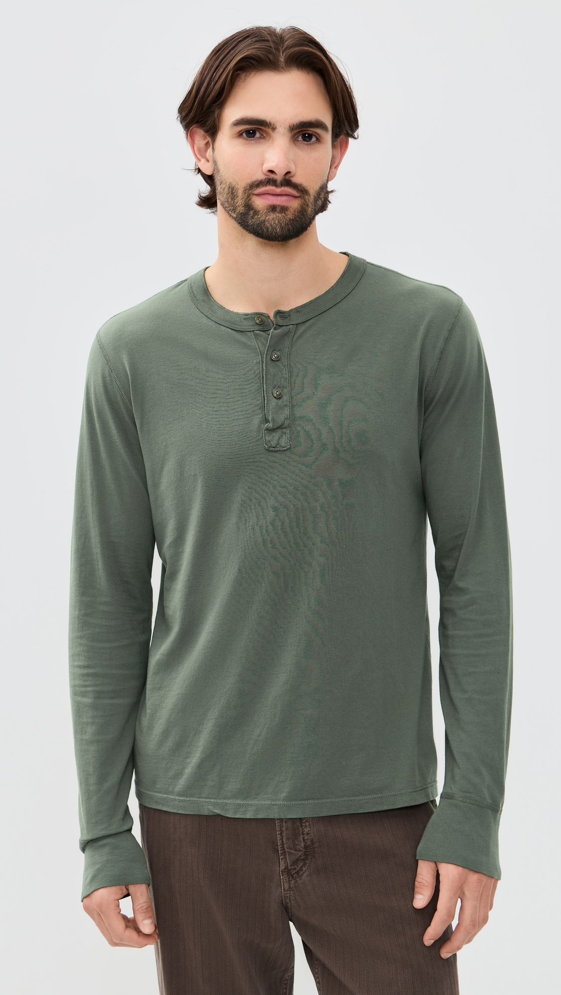 Long Sleeve Supima Jersey Henley Basil