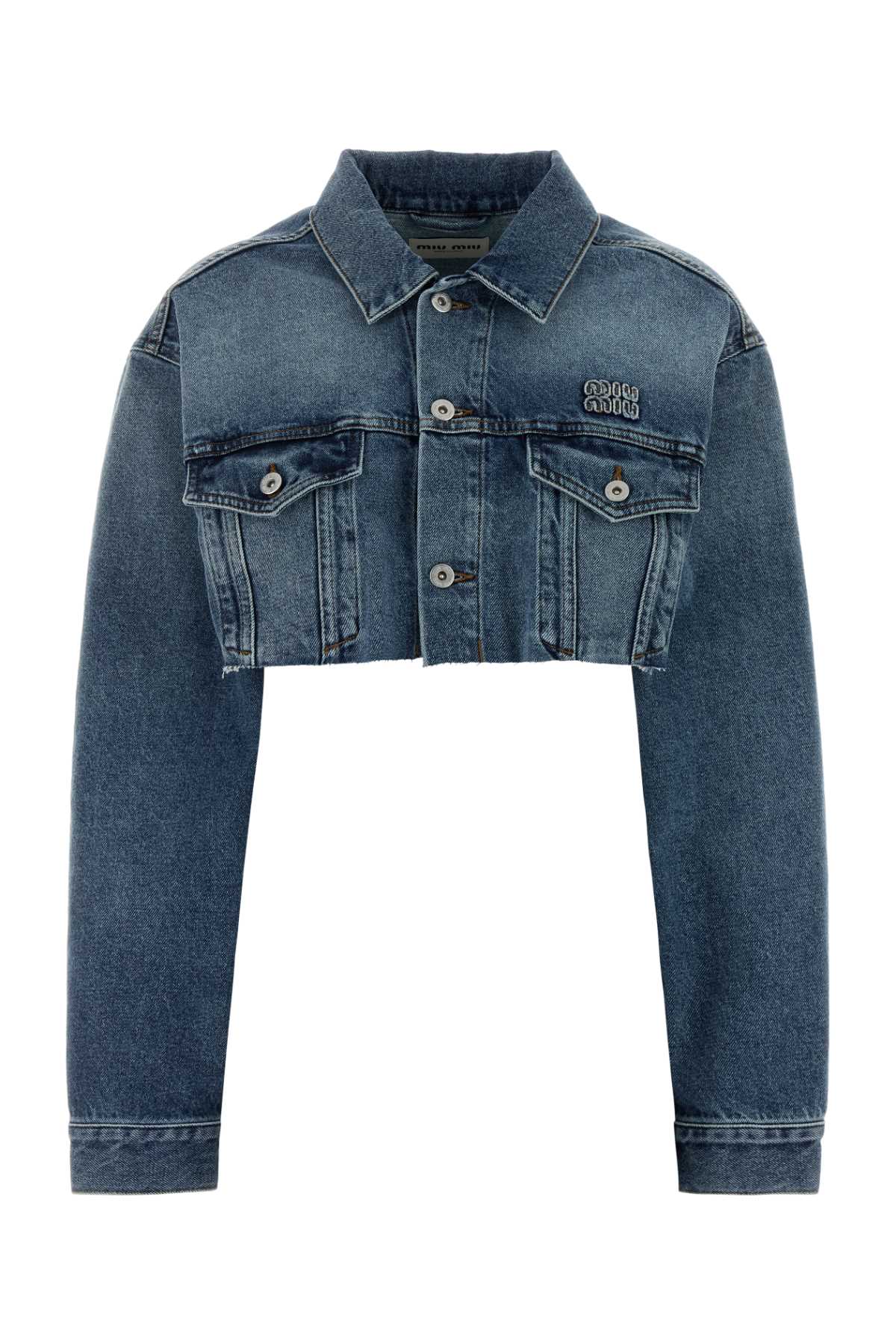 Denim Cropped Jacket — Blue