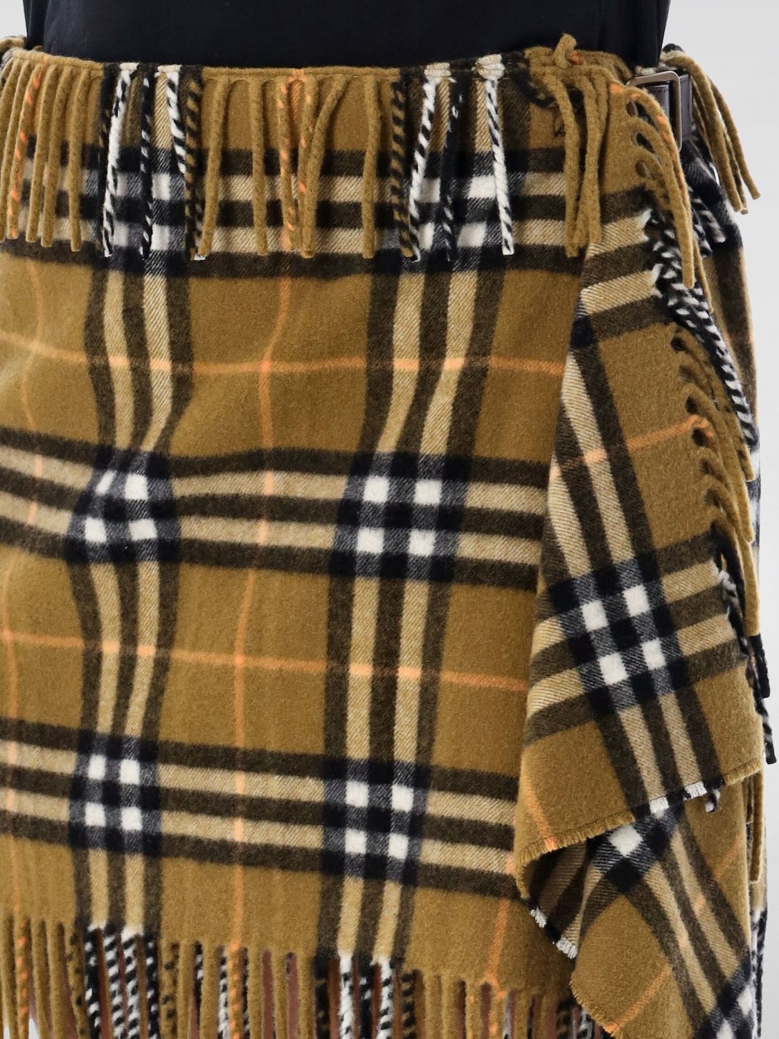 Check Wool Cashmere Scarf Skirt Skirts