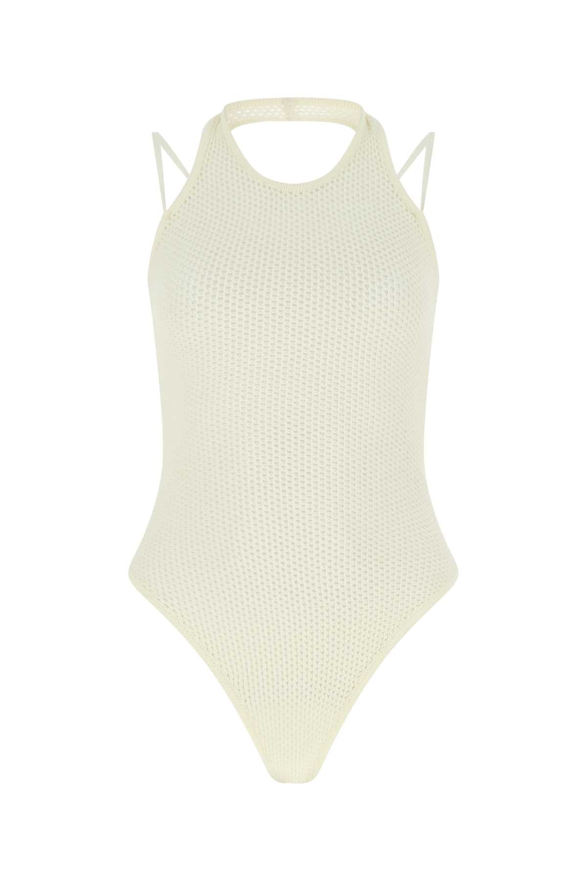 Stretch Viscose Blend Bodysuit — Ivory