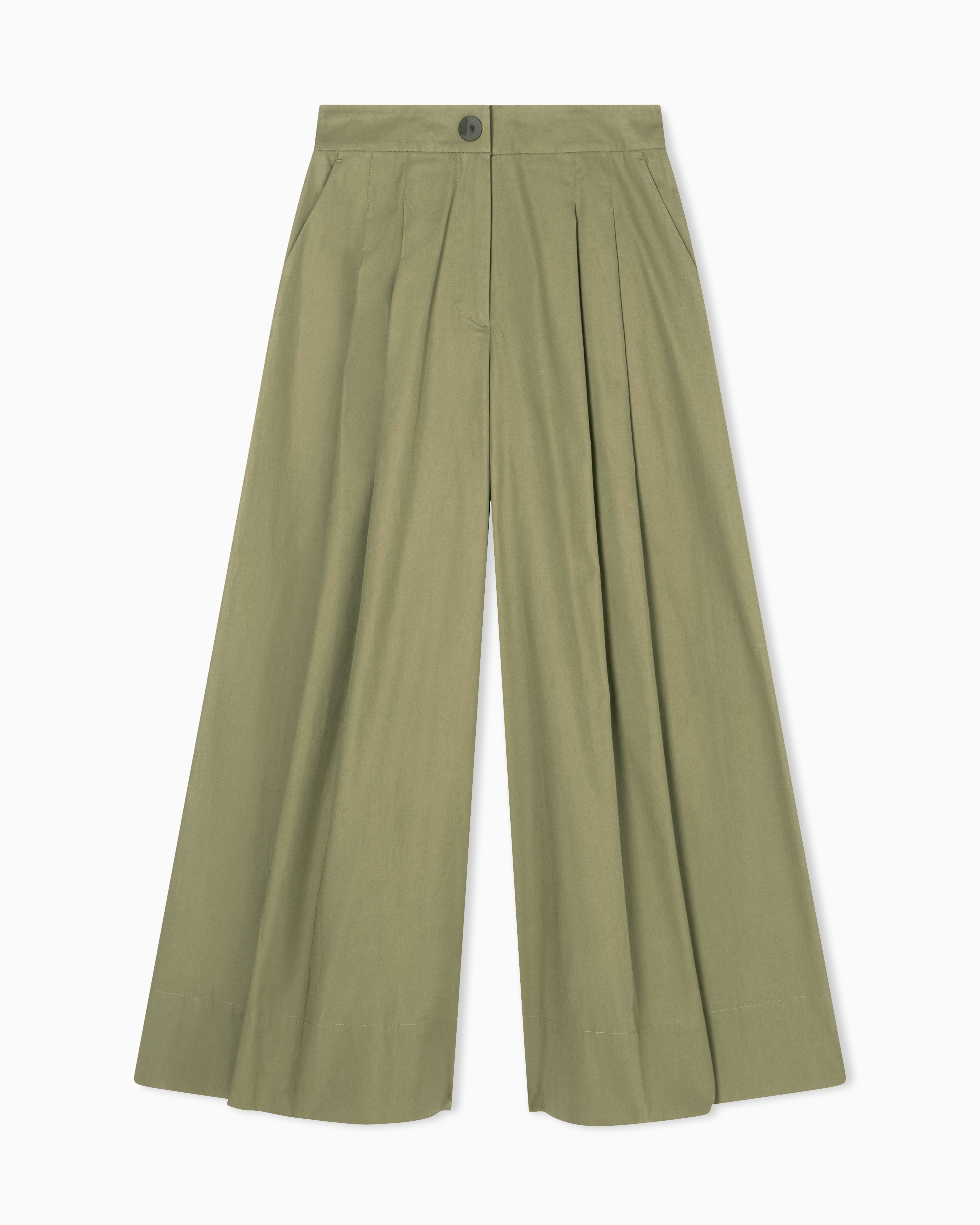 Cotton twill palazzo trousers