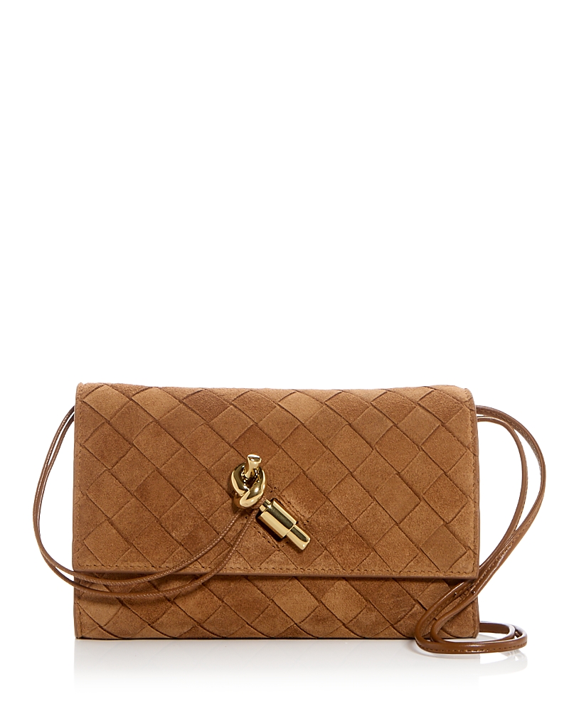 Andiamo Glove Pouch on Strap Intrecciato Suede Bag