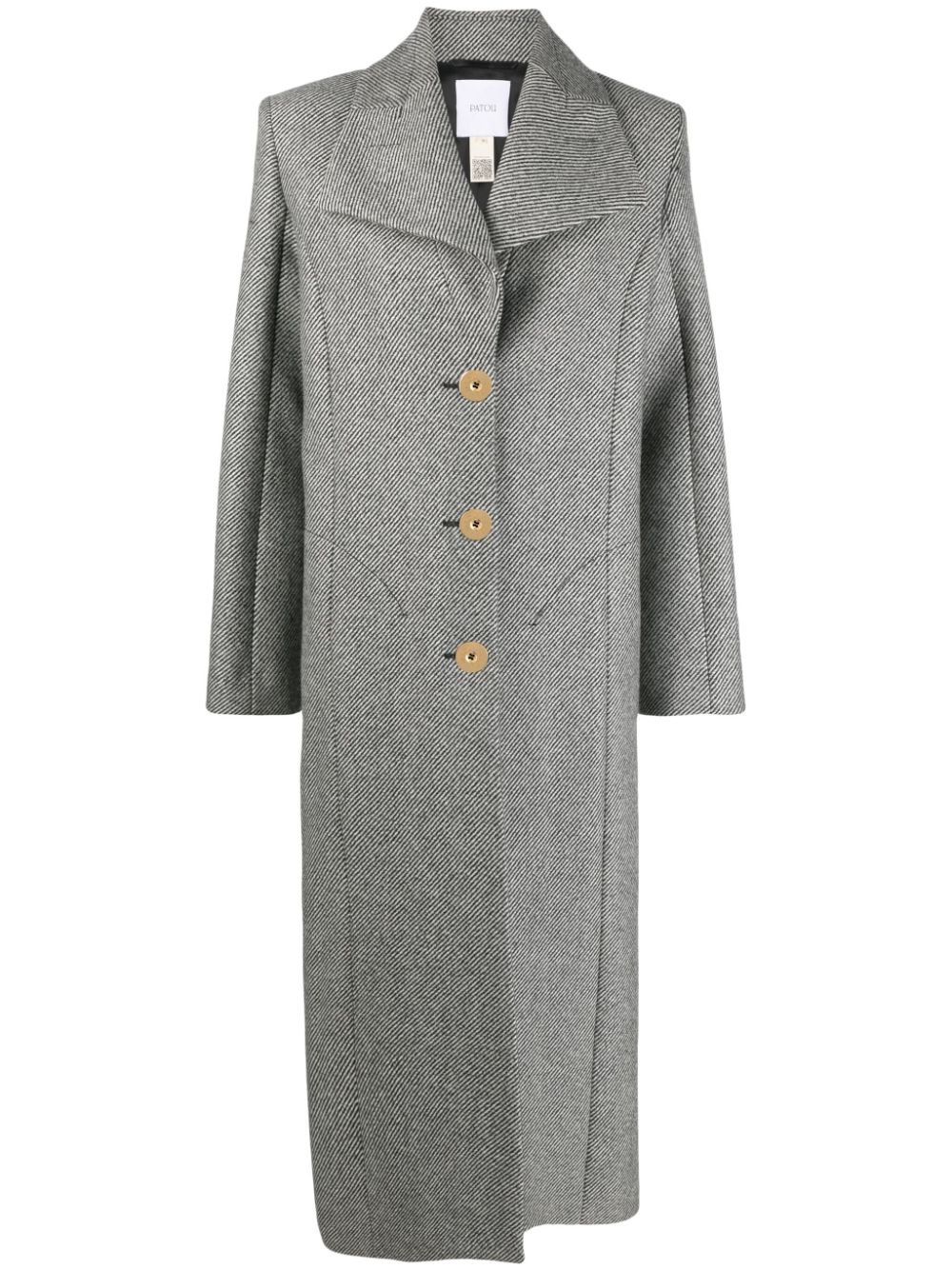 Stripe-pattern virgin wool coat - Black