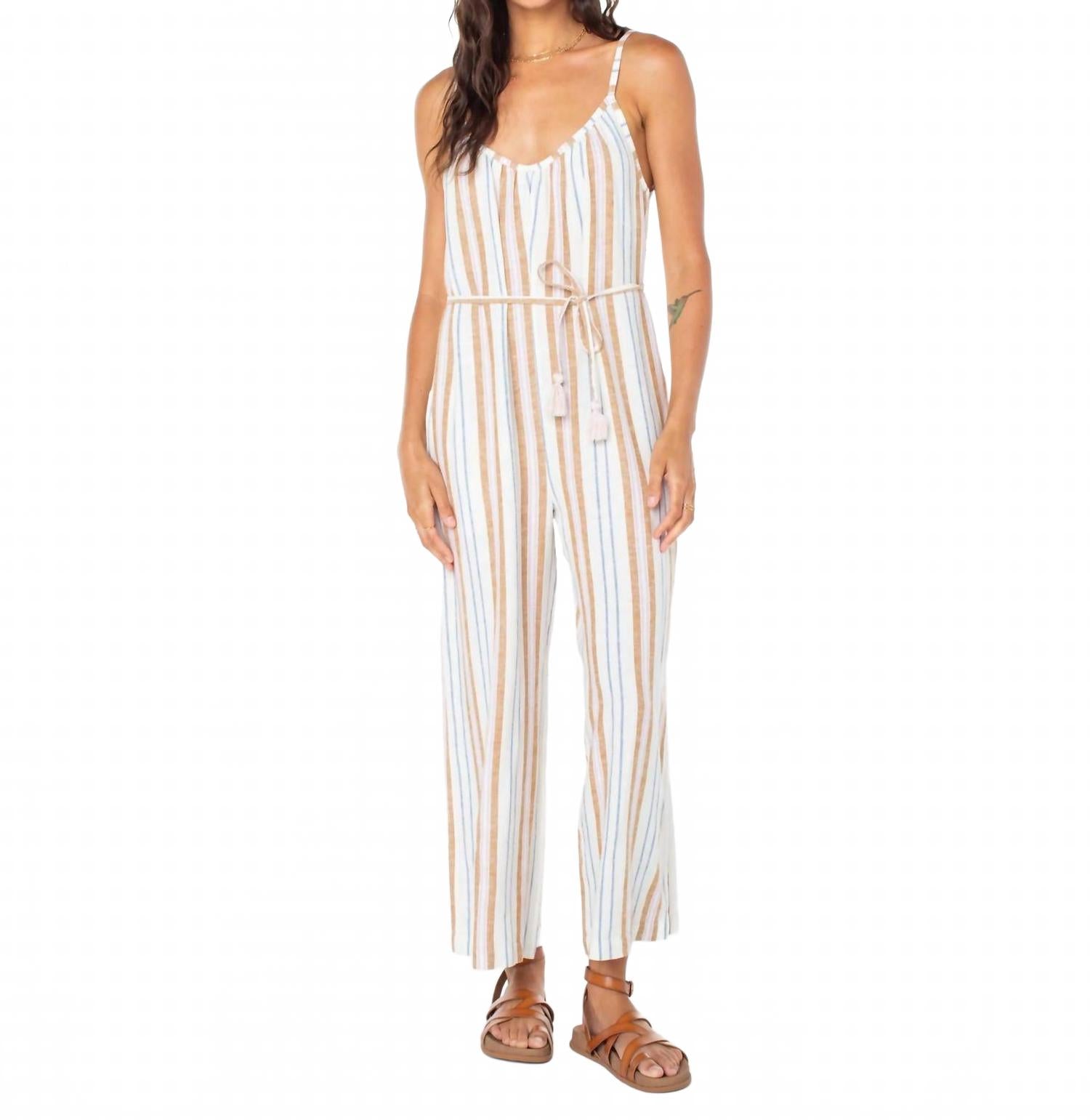Gale Jumpsuit In Egret Chipmunk Porto Stripe