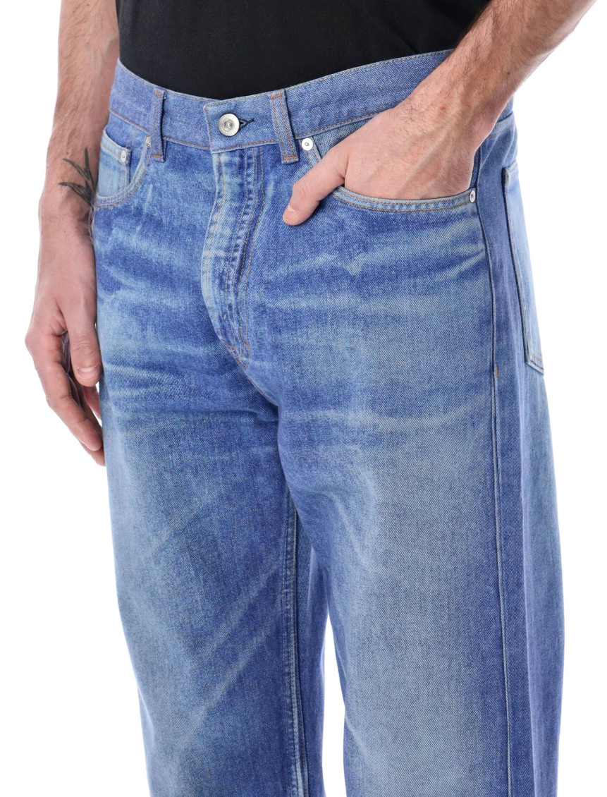 Third Cut Straight-leg Jeans In Digital Blue Aurora Print