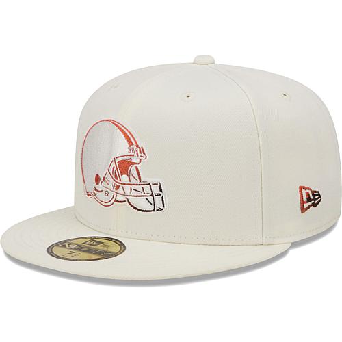 Men's Cream Cleveland Browns Chrome Color Dim 59FIFTY Fitted Hat