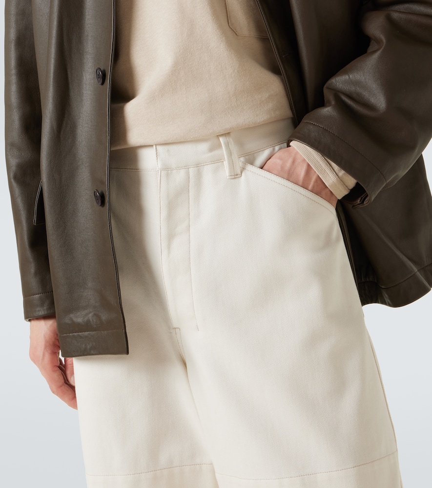 Cotton drill barrel-leg pants
