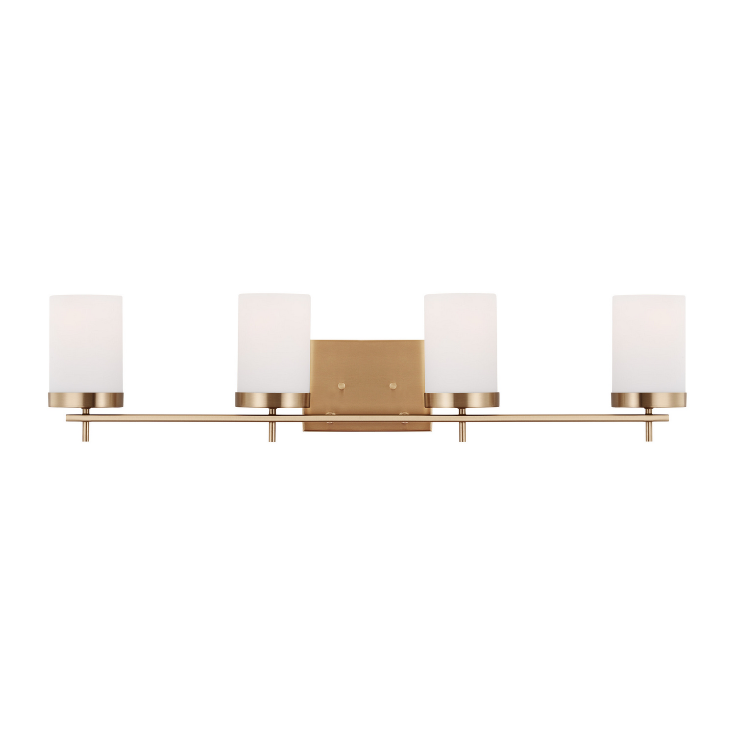 Satin Brass Four Light Bath from the Zire Collection
