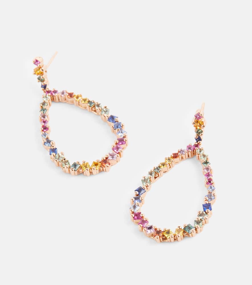 Suzanne Kalan 18kt rose gold drop earrings with sapphires