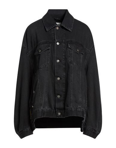 Woman Denim outerwear Black Size M Cotton, Lyocell