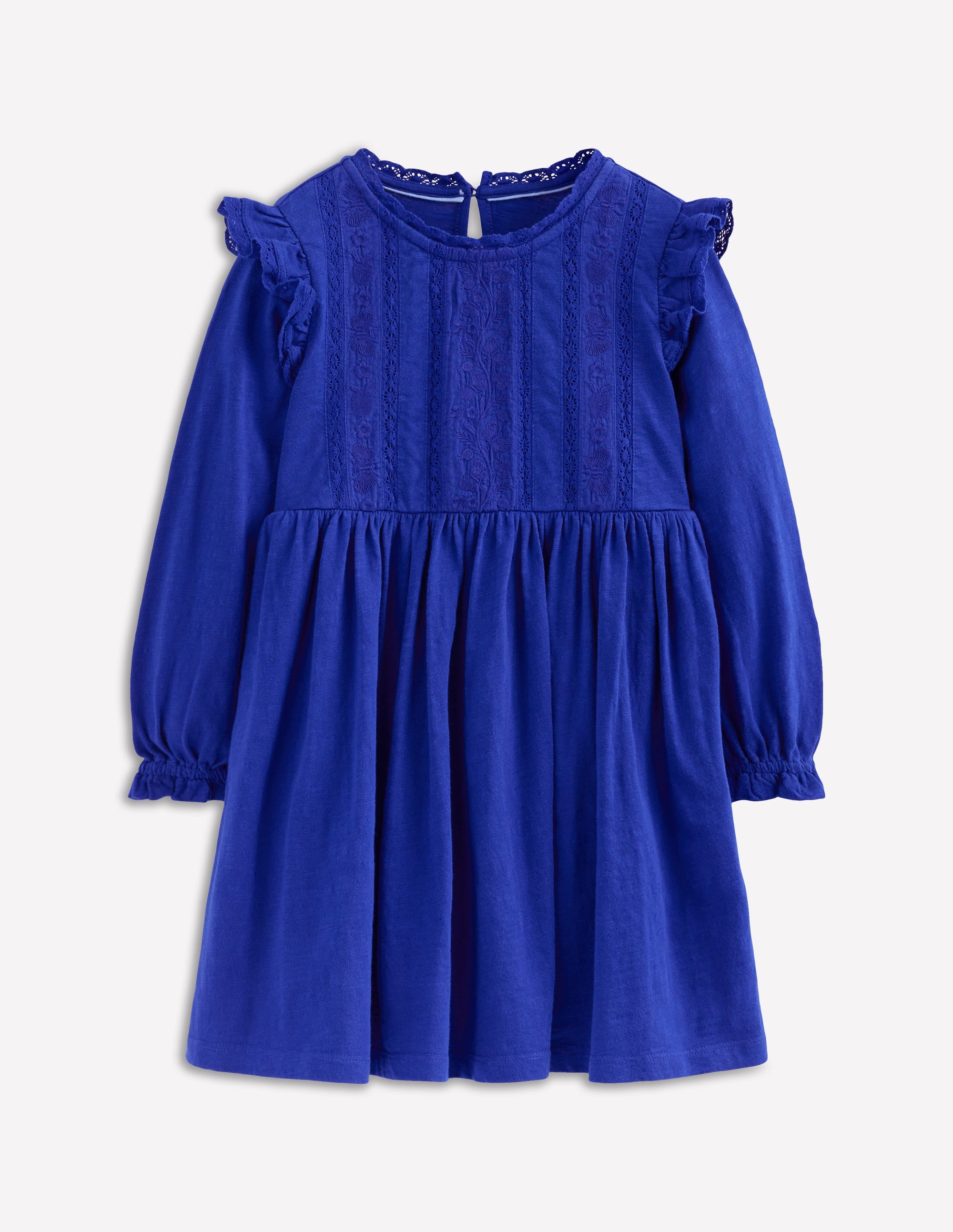 Lace Trim Jersey Dress Bluejay
