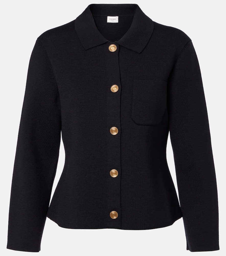 Waffle-knit wool cardigan