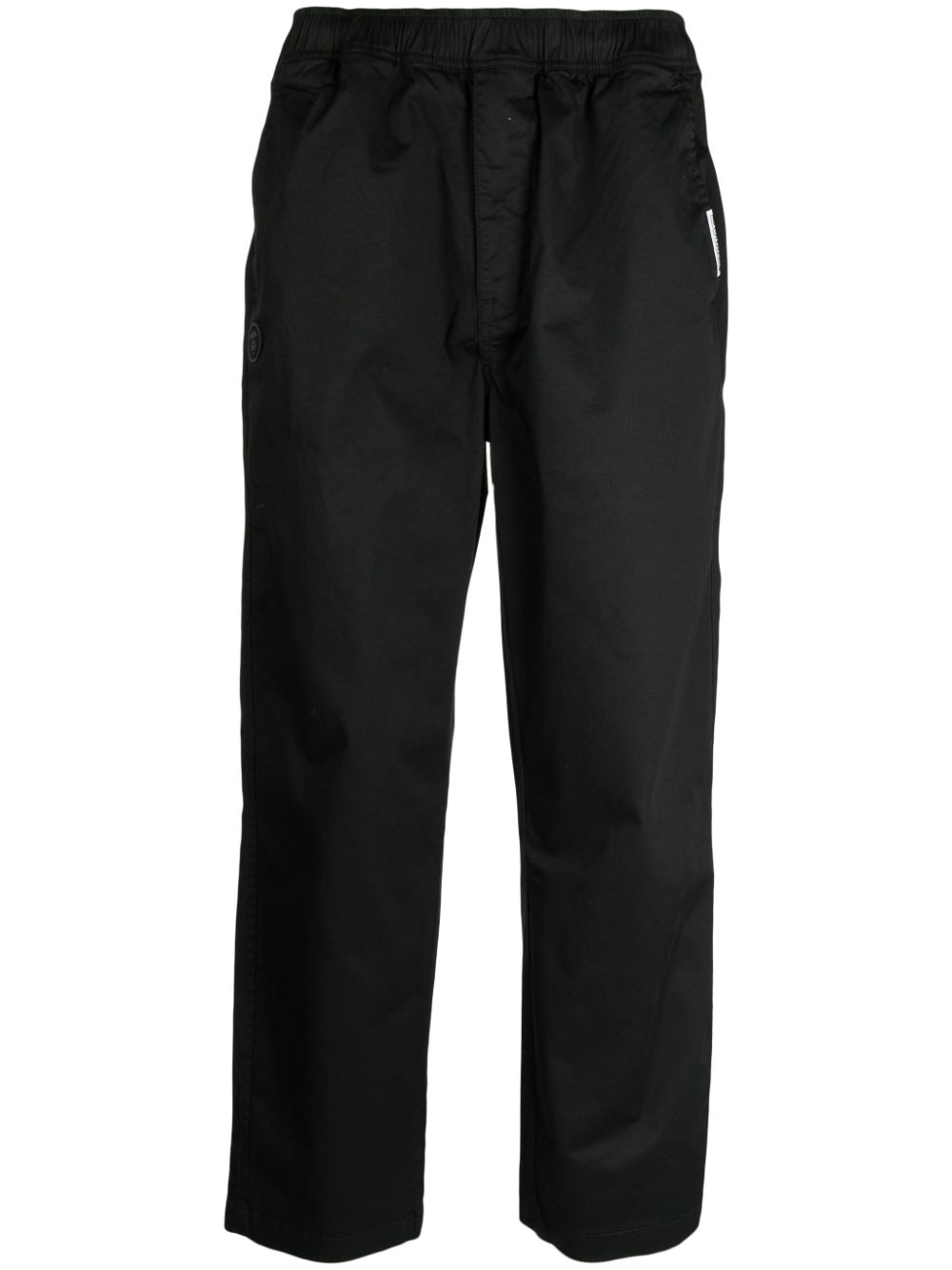 Elastic-waist straight-leg trousers - Black