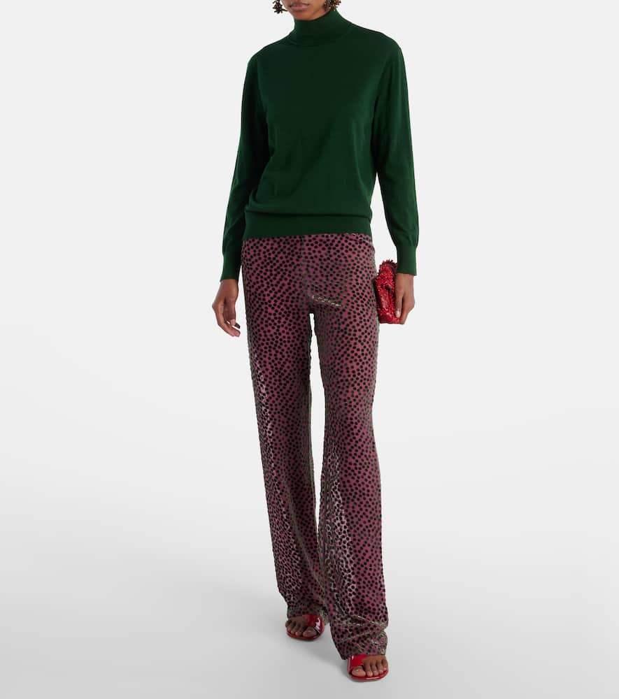 Polka-dot straight pants