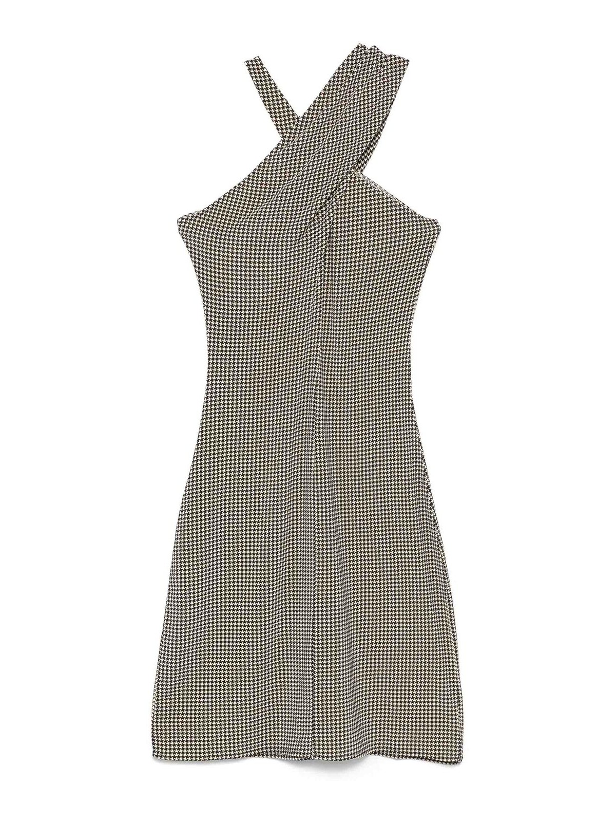 Black Beige Criss-cross Jersey Mini Dress
