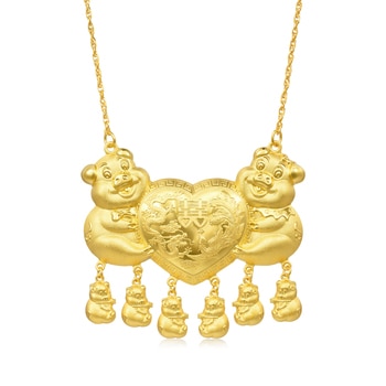 999.9 Gold Pig Necklace