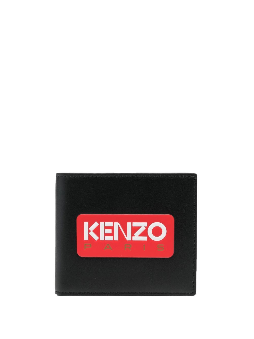 Logo-patch folded leather wallet - Black