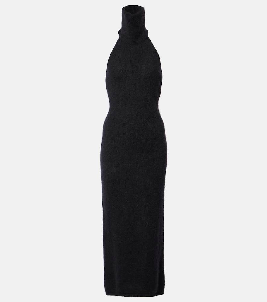 Halterneck mohair-blend maxi dress