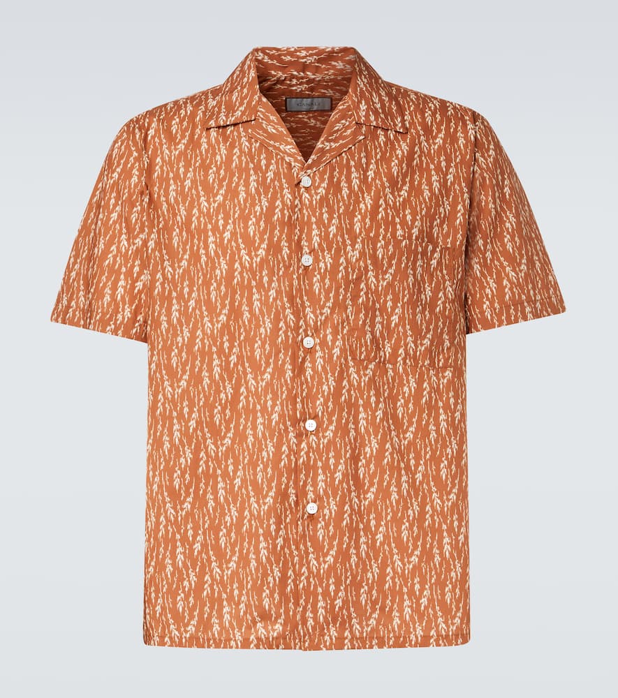 Printed cotton-blend bowling shirt