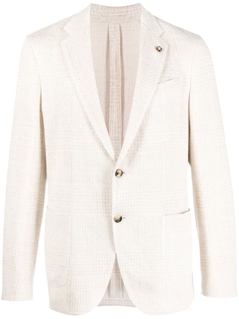 Checked single-breasted blazer - Neutrals