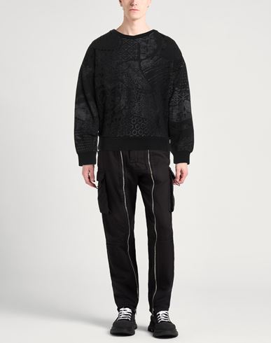 Man Sweatshirt Black Size M Cotton, Elastane